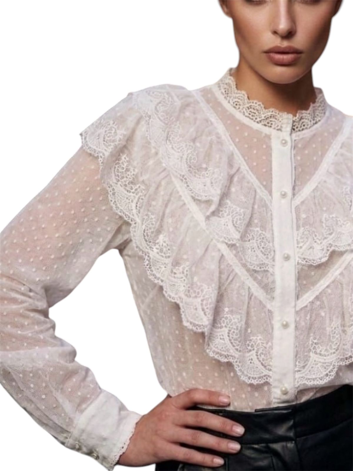 CAMISA DE GASA CON VUELOS